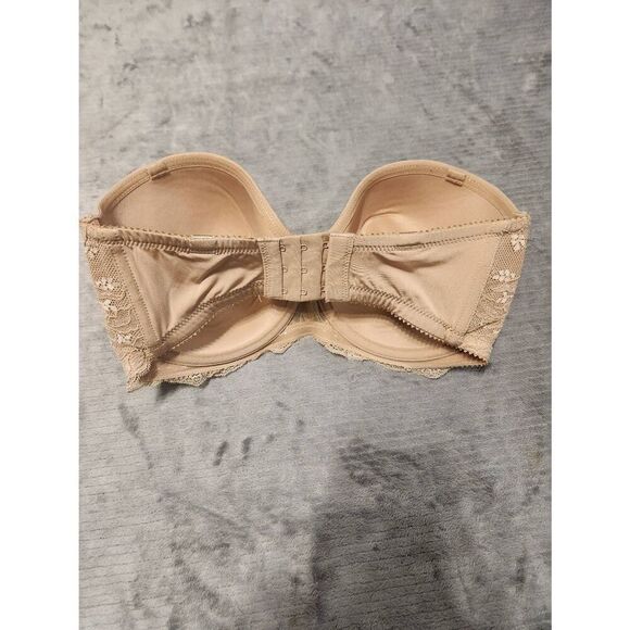 Parfait Bra Size 32G Lace Edge Strapless Push Up Beige - Picture 2 of 4
